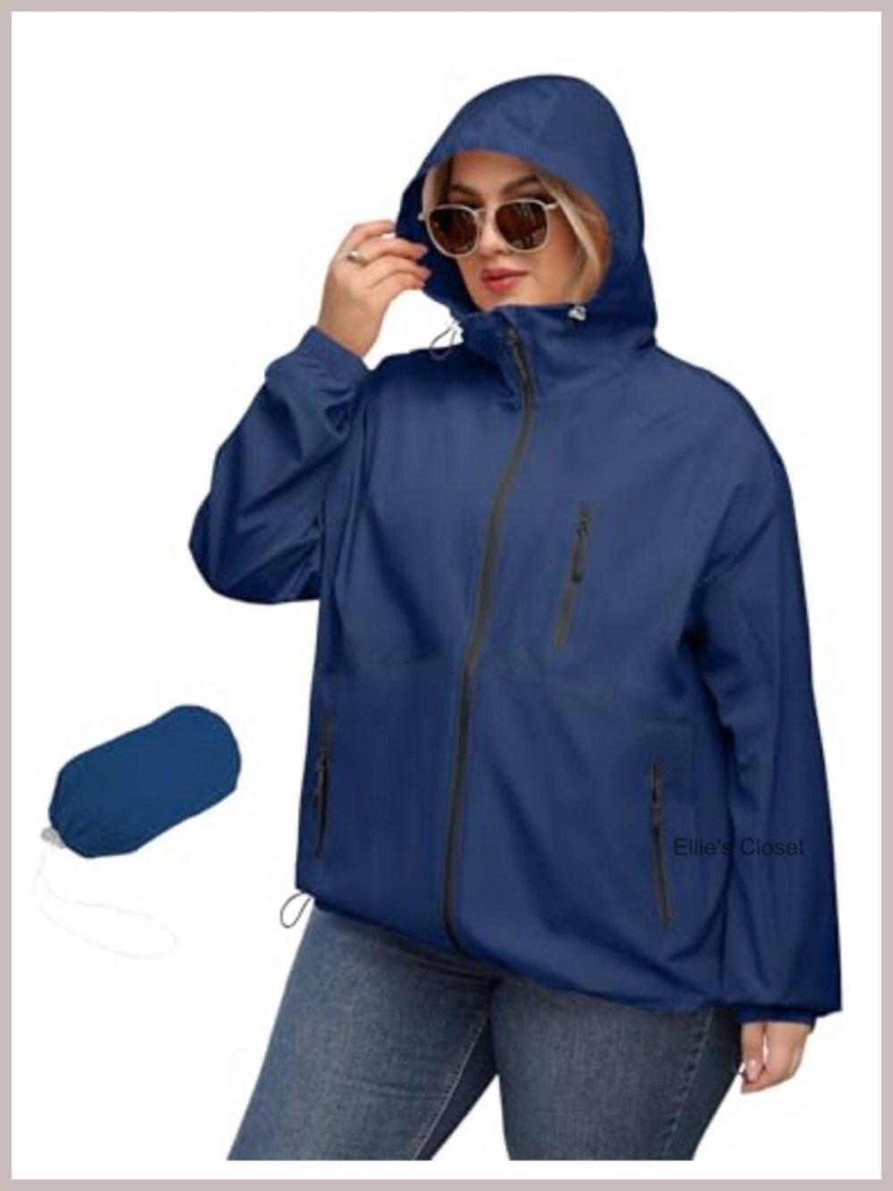 Plus Size Women's Waterproof Rain Jacket with Hood, Windproof Outdoor Raincoat